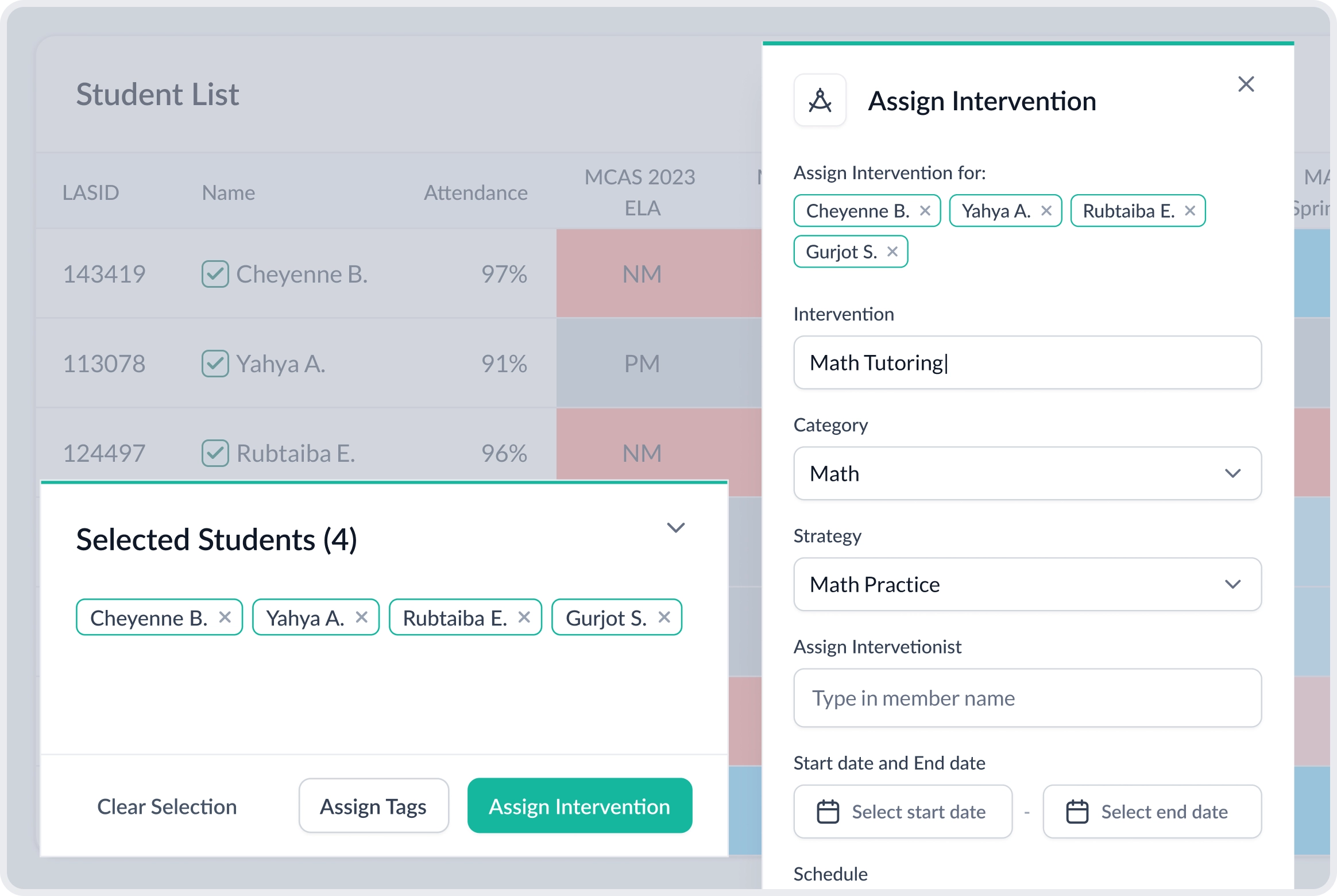 Create intervention groups